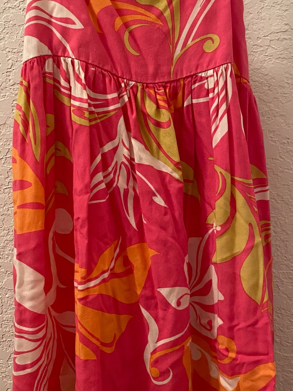 Tropical Print Tiered Midi dress- Pink